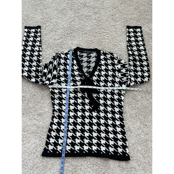 Brooks Brothers Women’s M Houndstooth V-neck Tie Merino Wool Blend Sweater - Picture 6 of 7